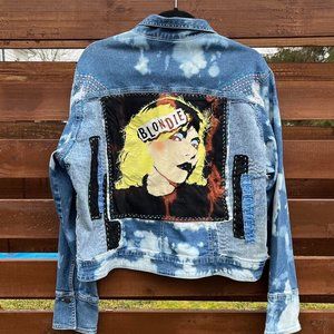 Custom Upcycle Blondie Bleached Denim Jacket